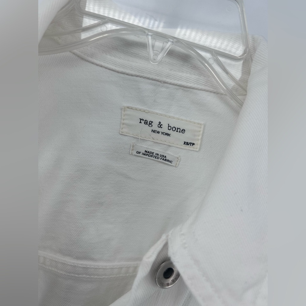 rag and bone White Destroyed denim jacket women Size Xs Oversized - Picture 2 of 13